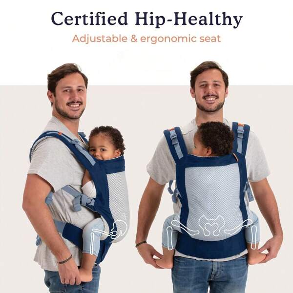 Baby Carrier Wide Seat High Performance Mesh Backpack Style Front Safety Belt Lightweight Breathable For Toddlers Comfortable Ergonomic Design Adjustable Straps Easy To Use Durable Soft Fabric Hands Free Carrying