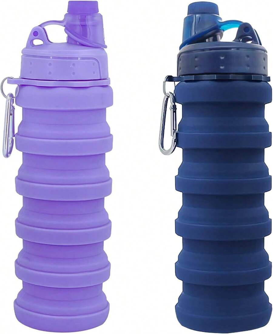 Collapsible Water Bottles Travel Water Bottle Sports Portable Sport Water Bottle Reusable Water Bottles Comes With Mountaineering Buckle 500ml Silicone Water-Proof Camping Water Bottle,9743643 - 綠色 - 查看 1