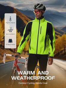 Men's Personalized Slim Nylon Baseball Uniform Jacket In Spring And Autumn, Cycling Jacket With Rear Pocket, Active Mid Stretch Stand Collar Zip Up Windproof Jacket For Outdoor Fall Winter Wear - Green - View 1