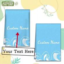 مجموعة منشفة مطبخ وقطعة قماش غسيل مخصصة باسم على خلفية زرقاء ذات نمط موجي، ديكور منزلي، منشفة يد للحمام، اكسسوارات، ديكور شقة، هدية ضرورية لتدشين المنزل الجديد للنساء، الأم، الجدة، الزوجة، ديكور حمام، ديكور خريفي، أساسيات الشاطئ، عودة إلى المدرسة، منشفة استحمام لصالون التجميل، الفندق، الرياضة، أساسيات المنزل، منشفة، العناية بالبشرة - أزرق سماوي - مشاهدة 13