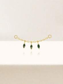 1pc 925 Sterling Silver Agate/CZ Earrings Chain Accessories 18k Gold Plated Earrings Connector Chain For Women Convertible Dangle Chain For Double Piercings