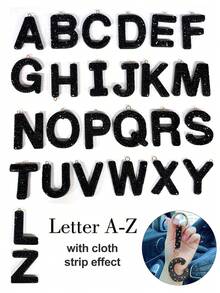 1 pieza Llavero con letra de la suerte con diamantes incrustados y cristal, llavero con inicial negra como regalo para mujeres y niñas, brillante y chispeante, accesorio para mochila o auto, broche para el día de San Valentín y cumpleaños - Negro - Ver 11