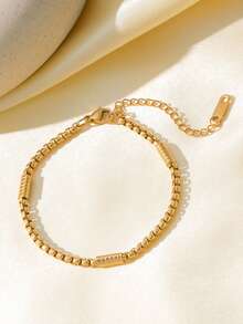 1 Peça Pulseira/Colar Geométrico Minimalista de Contas de Aço Inoxidável, Ideal para Uso Diário, Festas e Ocasiões Especiais para Homens e Mulheres