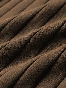 Men Solid Casual Polo Neck Short Sleeves Ribbed Knit Top