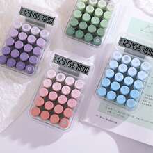 1 pieza Calculadora de botones grandes de 10 dígitos con degradado de color, carcasa transparente estética, kawaii para padres, rosa, colores degradados básicos, 14,5 cm