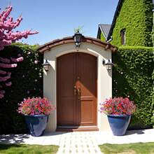 Artificial Silk Flowers Hanging Basket Outdoor Indoor, Daisy With Eucalyptus Leaves Arrangement Garden Yard Spring Summer Decor, Faux Green Plant In Metal Coconut Pot(Red Purple)Valentine's Day JAHF - 橙色 黃色 紫色 粉紅色 - 查看 6