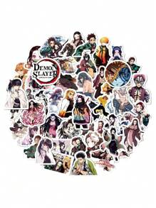 50张 Aniplex 官方授权鬼灭之刃贴纸混合不同款鬼灭之刃贴纸动漫卡通儿童笔记本电脑滑板玩具贴纸鬼灭之刃 - 彩色 - 查看 3