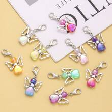 10/20pcs Assorted Colorful Heart Angel With Lobster Clasp Pendant, Suitable For DIY Bracelet, Necklace, Bag, Keychain, Jewelry Accessories - Multicolor-with Lobster Clasp - View 8