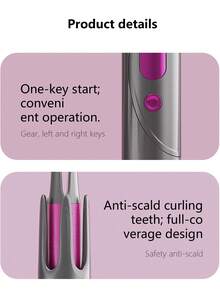 XBJ One-Touch Instant Heating Curling Iron, Automatic Curling Wand, 2-Way Rotating Auto Hair Curler, 32mm Automatic Curler (4 Temperature Settings), Fast Heating, Auto-Off Function, Anti-Scald & Ceramic Coating Rotating Wand, 360° Swivel Cord, Easy Quick Curling For Beginners - Perfect For Hair Styling, Makeup Looks, Beach Waves, Y2K Aesthetic, Smooth Curls, Salon-Quality, Travel, Camping, Campus Style, Cosplay, Gifts, Daily Fashion, Party Looks, Festival Outfits - 美規A型插(110-127V) - 查看 9