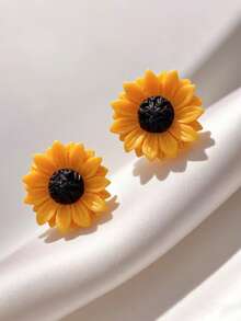 European & American Cross-Border Minimalist Daisy, Sunflower Pendant Necklace, Sweet Dopamine Colorful Flower Stud Earrings Necklace Set For Women - Flower - View 5