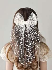 1 pezzo Fermaglio per capelli grande con fiocco di pizzo, accessorio per capelli dolce e carino da principessa, perfetto per la stagione romantica del matrimonio delle ragazze, un regalo estivo fresco per i capelli