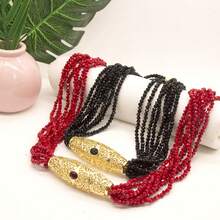 1 pezzo Collana da donna minimalista in stile mediorientale arabo con perline, pendente a goccia floreale in metallo, gioiello adatto per matrimoni tradizionali, celebrazioni di Eid