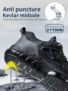 钢头工作鞋，带旋转按钮，防砸、防刺、防滑，通勤运动鞋，适合日常穿着、仓库、园艺、锻造车间、户外作业、建筑工地等场所，室内外抗冲击安全鞋，户外探险徒步鞋，稳定减震运动跑鞋，圣诞节