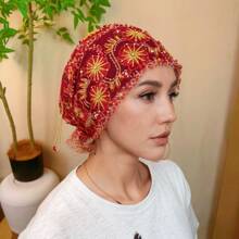 1 buc. Model floral cu dungi, floral (combinație), casual, boem, petrecere, drăguț, poliester, mărgele, stras, ciucure, broderie, patchwork, eșarfă pentru cap, potrivită pentru zi cu zi, acasă, vacanță, întâlnire de seară, cadou, toate anotimpurile, decor elegant cu ciucure din mărgele acrilice, decor cu coadă de pește, stras, broderie florală, decor