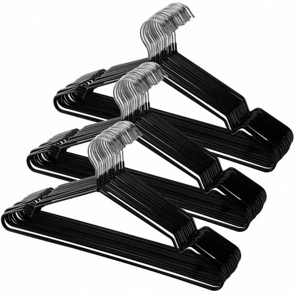 10/30pcs Metal Wire Hangers, Non-Slip Clothes Hangers, Space Saving Wardrobe Hangers, Round Notch Metal Shirt Hangers, Standard For Suits, Shirts, Coats - Back To School, Closet Organizer