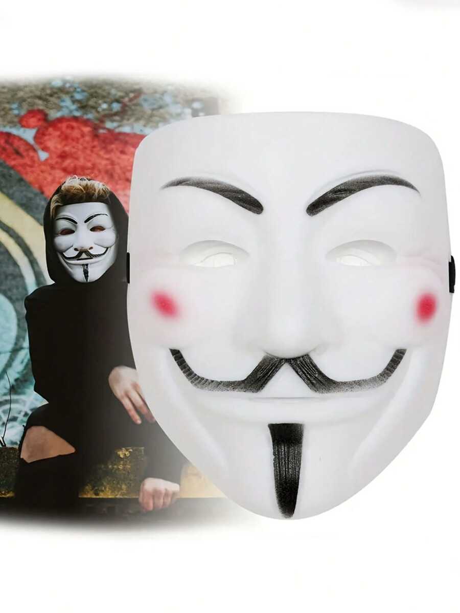 1 件万圣节恐怖面具，复仇化妆舞会 V 型面具，适合万圣节主题派对服装