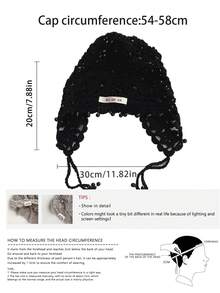 1 件波西米亚花流苏镂空头带帽，手工编织夏季复古帽，适合女士秋季配饰 - 針織帽 - 查看 3