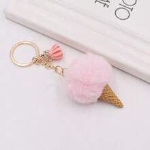 1 件冰淇淋钥匙扣毛绒卡通吊坠，可爱锌合金包包饰物钥匙圈，日常使用 - 彩色 - 查看 11