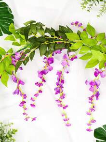 1 件人造绿色植物藤蔓装饰，婚礼装饰，客厅、卧室、餐厅、生日派对家居装饰 - 中紫紅色 - 查看 4
