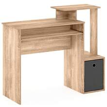 Bakaji 書桌配有布藝抽屜、頂架、書櫃和拉出式鍵盤托架、工作台、電腦支架、MDF 木材、家庭辦公家具、兒童臥室 - 原木色 - 查看 2