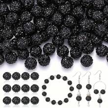 30/100 Stück Mehrfarbige Strass-Perlen, Glänzende Ton Weihnachts-Perlen-Armband, Baseball Halskette, Ohrringe, handgemachte und DIY glänzende runde Shamballa Discokugel-Perlen (Großpackung)