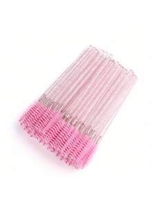 100pcs Crystal Pink Eyelash Brushes, Mascara Wands With Storage Box, Bendable Disposable Eyebrow Brushes, Eyelash Extension Brushes, Eyebrow Brushes, Castor Oil Brushes, Eyebrow Brushes, Eyeshadow Brushes, Spiral Brushes