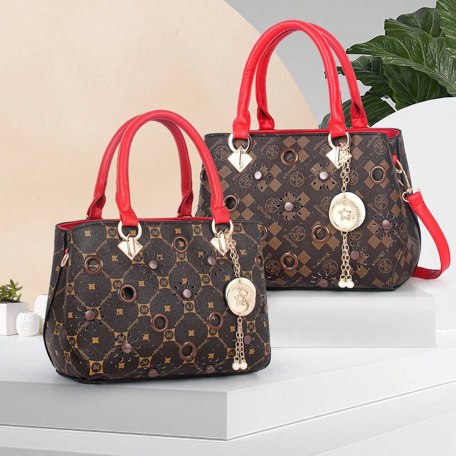 Women Top Handle Bags - Z字咖啡色 - 查看 1