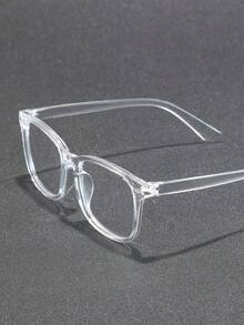 1-2 Pairs Men's Plastic Geometric Full Frame Classic Modern Minimalist Style Versatile Casual Basic Transparent Glasses, Suitable For Street Photography, Office Attire, Back To School, Driving, Daily Life, Phone Decoration - Clear - View 2