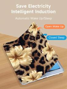 Kingsung Leopard Print Gold Lotus Flower Tablet Protective Case, Compatible With IPad 9.7/10.2/10.5/10.9/12.9/Pro 11 (10th Gen), Galaxy Tab S6 Lite 10.4 Inch, Kindle Paperwhite (12th Gen, 2024 Release), 2022 Kindle (11th Gen), Soft Shock-Proof, Smart Stand/Auto Wake/Sleep Function. Leopard Print Protective Case. - Multicolor - View 5