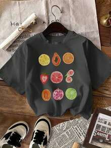 maglietta donna con scollo tondo, maniche corte, spalle scivolate, modello ampio, per uso quotidiano casual