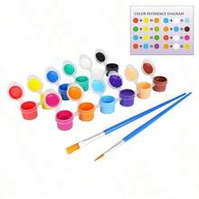 12 Colors Acrylic Paint Set With 2 Brushes, Suitable For Crafts, Toys, Decorations, Home Decor, Painting