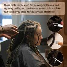 4 件 0.75 毫米辫子钩针木质钩针头发辫子工具用于编织工艺，辫子钩针用于头发，辫子针用于辫子，辫子钩针，辫子互锁工具用于辫子工艺 - 彩色 - 查看 2