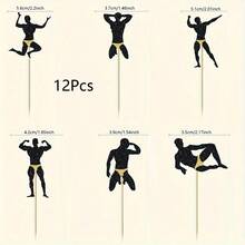 12/24 件钢管舞纸杯蛋糕装饰黑色闪光钢管舞纸杯蛋糕装饰单身派对新娘送礼会生日派对蛋糕装饰用品 - 黑色 - 查看 17