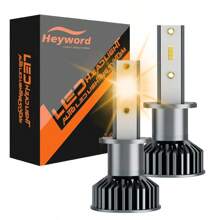 Heyword Heyword 2pcs LED Car Headlight 9005 9006 H13 H11 H7 H4 H1 Car Headlights High Low Beam, 75000LM 800% Brighter Five Color Options6500K/3000K/4300K/8000K/25000K Fast Silent Fan Bright Cob 1860 Chip Plug-N-Play