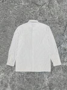 男士简约提花条纹休闲时尚百搭长袖宽松衬衫，秋季 - 彩色 - 查看 4