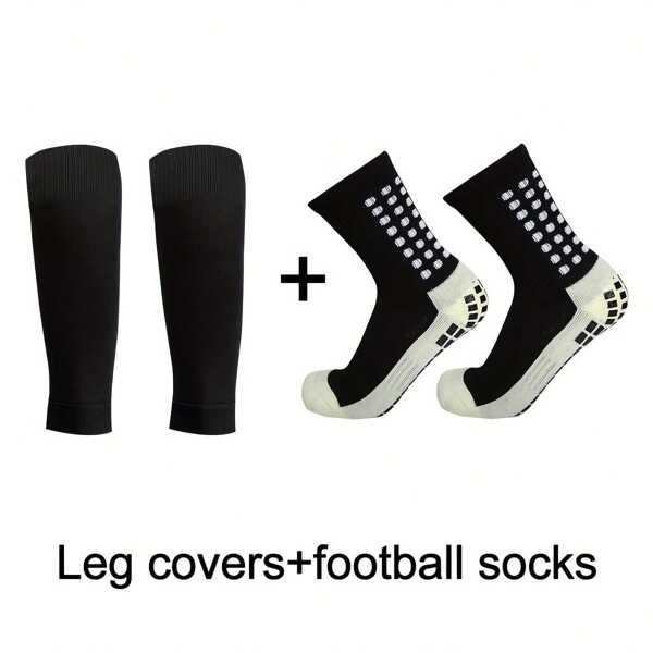 2 Pairs Unisex Breathable Sweat Absorbent Soccer Socks With Silicone Leg Sleeves - Non-Slip Grip, Reinforced Heel & Toe, Multi-Color Options For Sports, Gym, Running, Football, Gym Apparel | Breathable Footwear | Sweat Absorbent Fabric