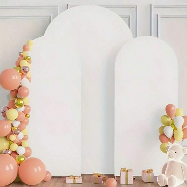 Arch Backdrop, 5ft,6ft, 6.6ft, 7.2ft Wedding Arch Cover 2 Sided Spandex Fitted Fabric Arch Backdrop Dome Arch Backdrop Fabric For Birthday Party Wedding Arch Stand Decoration - White (Stand Not Included, Fabric Backdrop Only)