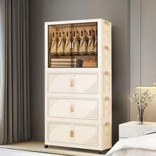 Wevalley Garderobenschrank auf Rollen, Mit 3 Schubladen und 1 Kleiderstange, 10 Kleiderbügel, Weiß