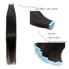 Mini Tape In Hair Extensions Human Hair Blonde Black Brown Hair Invisible Skin Weft Adhesive Non-Remy Hair Tape Ins 12 16 20 Inch 10pcs/Pack - Natural Black - 查看 4