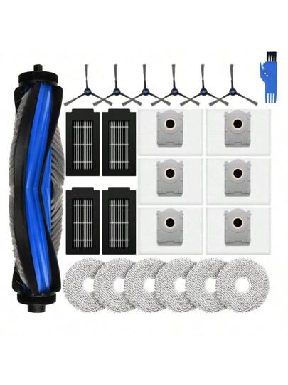 24 Pcs Replacement Parts For Ecovacs Deebot T50 Pro Omni / T50 Pro / T50 Omni Robot Vacuum, Include 1 Main Brush, 6 Dust Bags, 4 Filters, 6 Side Brushes, 6 Mop Pads And 1 Cleaning Tool
