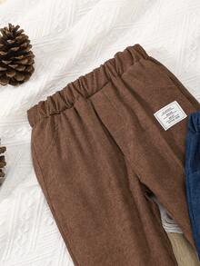 3pcs/Set Boys' Corduroy Casual Pants, Slim Fit Trousers For Spring & Autumn - Multicolor - View 2
