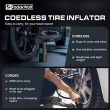 FADAKWALT Portable Air Compressor Pump With Digital Pressure Gauge And Auto Shut-Off, Tire Inflator For Car Tires, Bicycles, Motorcycles And Sports Equipment - 黑色 - 查看 7