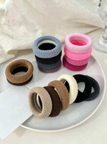 6 piezas Bandas elásticas para el cabello de unicolor grueso para mujeres, sujetadores de coleta antideslizantes, accesorios de moda para el cabello, adecuados para mujeres y niñas, para usar en la escuela, el gimnasio, como gomas para el cabello, cordones para el cabello