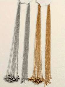 100/50/10件金银45/50厘米不锈钢链条O型扁链十字链银镀金项链DIY配饰厂家直销 - 彩色 - 查看 8