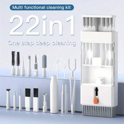 22-In-1 Multi-Function Cleaning Kit With Brush Pen | Universal For Digital Camera, Headset, Phone, Laptop & Keyboard (Portable Organizer Case)/ 20-In-1 Cleaner Kit/ 10-In-1 Cleaning Tool Camera Tablet Screen Headphone Cleaning Brush Keycap Puller