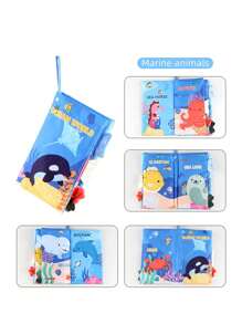 早教婴儿海洋农场动物尾巴布书，抗撕裂皱纹纸，婴儿布书玩具