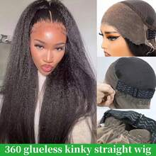 bling hair 14-36 Inch Straight 360 Full Lace Frontal Wigs Human Hair 180 Density Pre Plucked Transparent 13x4 13x6 Lace Front Human Hair Wig 4x4 Lace Closure Wig 6x4 Glueless Wigs Human Hair - Natural Black - Xem 7