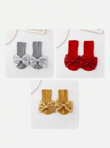 Wrenababy 女童百搭舒适袜子，可爱蝴蝶结设计公主风格防滑圆点抓地袜，适合幼儿和婴儿，适合春秋季