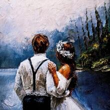 1 幅个性化肖像油画帆布墙面艺术海报，带框墙面艺术。原创油画印刷品，乔迁贺礼，个性化礼品，搬家礼物。适合毕业礼物、客厅、卧室、节日、餐厅、玄关等场合，送礼佳品。送给他/她一份独特的礼物，可直接悬挂。