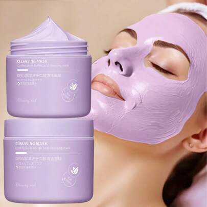 100g Purplish Mud Sebacic Acid Cleansing Mud Mask, Deep Cleansing, Blackhead Removal, Pore Minimizing, Moisturizing, Oil Control, Smooth & Soft Skin, Suitable For Both Men And Women